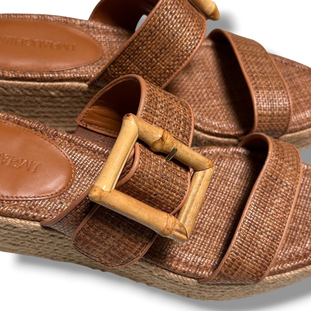 J.McLaughlin Brown Woven Espadrille Platform Sandals Bamboo Buckle Womens 9 - Picture 7 of 11